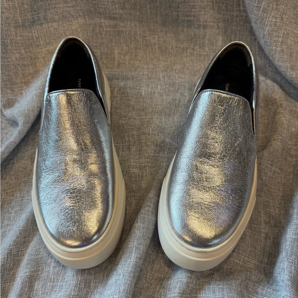 Tory Burch Metallic Silver Women’s slip on sneakers